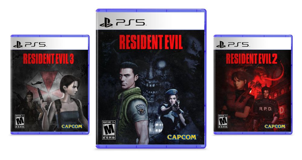 Mock-up images of the original Resident Evil 1, 2 and 3 for PlayStation 5.