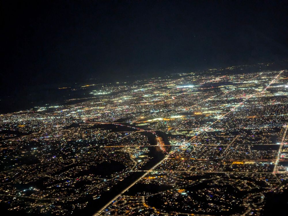 Phoenix at night from a plane. 
