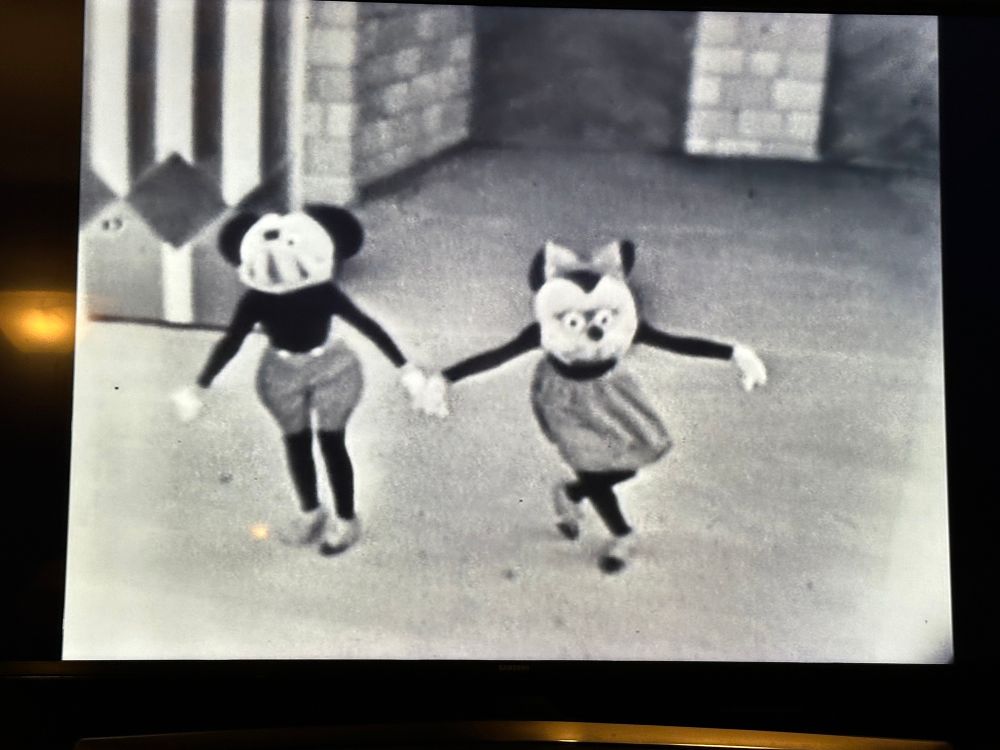Two scary looking mice that are supposedly Mickey Mouse and Minnie Mouse. 