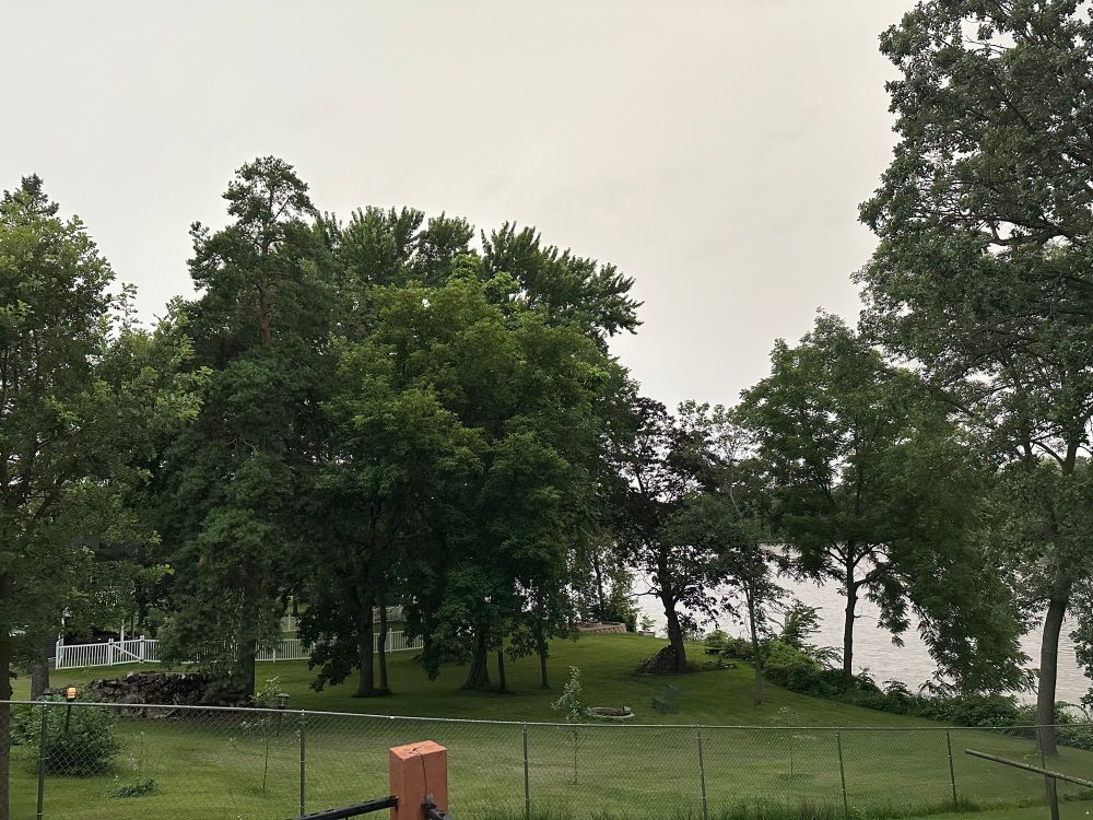 Overlooking the Mississippi River as the area is under a Tornado Warning. 