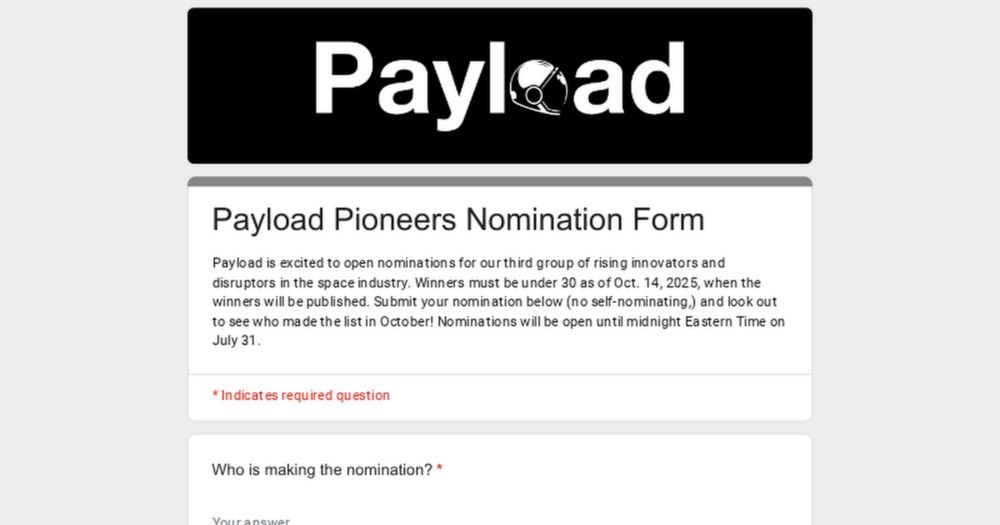 Payload Pioneers Nomination Form
