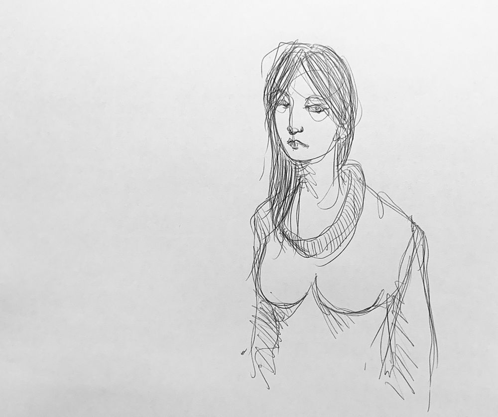 Dessin (femme) réalisé au stylo bille