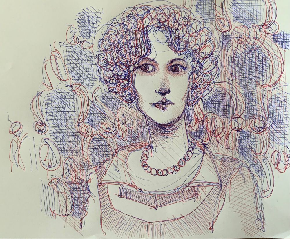 Portrait de femme réalisé au stylo bille