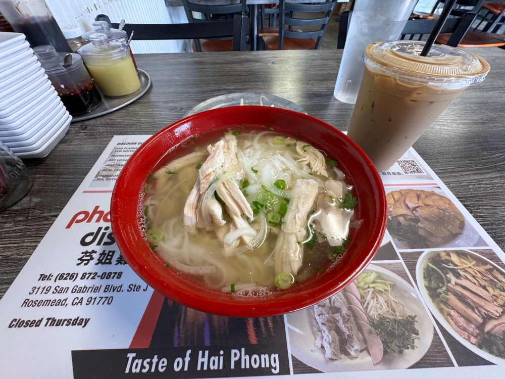 pho ga and viet ice coffee