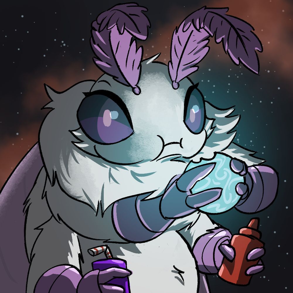 A drawing of a moth eating a sun mimicking the classic meme "Krystal can't enjoy her sandwich"