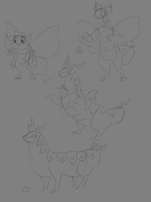 A doodle of an anthro moth transforming into a scolipede