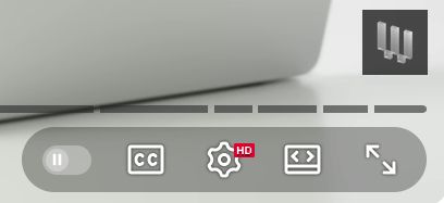 a screenshot of the bottom right corner of the new YouTube player UI, with the settings all placed in a rounded container