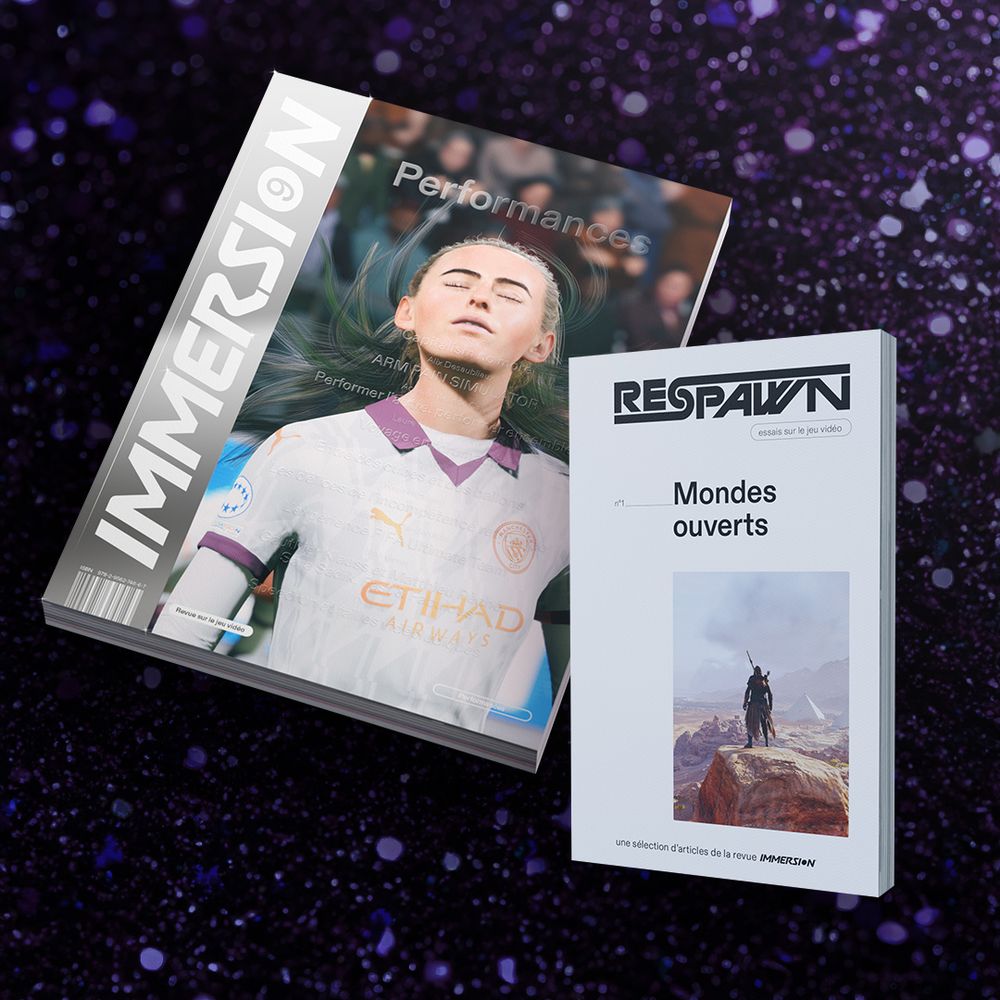 Immersion 9 et Respawn sur fond paillette bleu