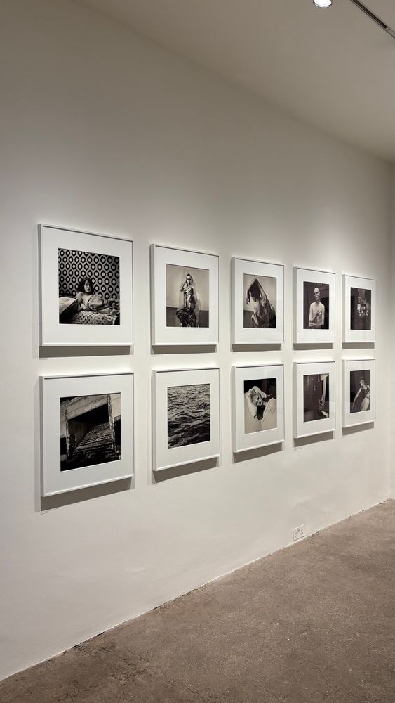 Photographs displayed on the wall