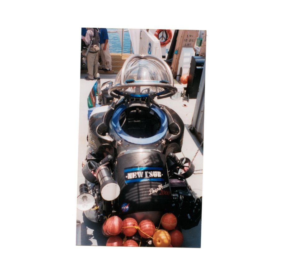 Scan photograph of a Deep Worker submersible on deck taken by G.P. Schmahl