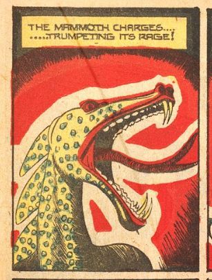 "The mammoth charges... trumpeting its rage!"