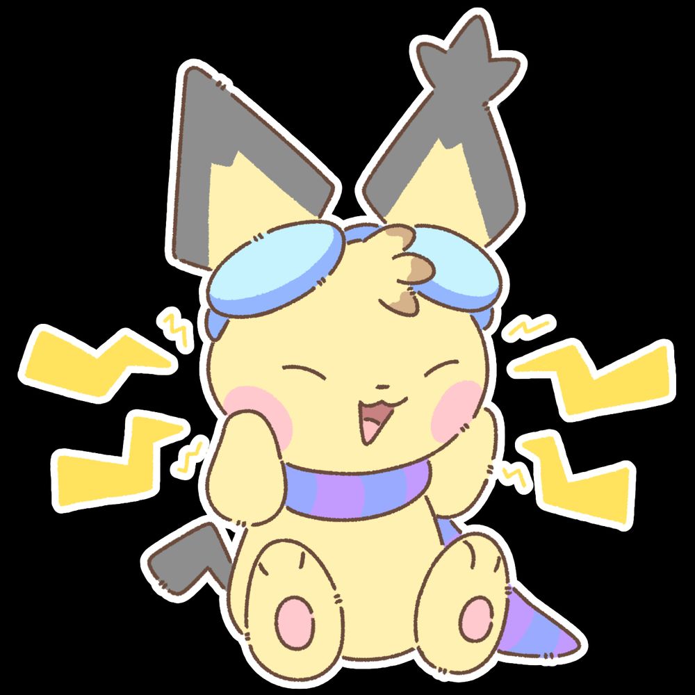 a pichu sitting down zapping sparks from his cheeks