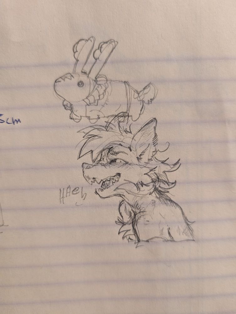 doodle of a loaf shaped familiar looking bun thing, and Lancaster making a funny face