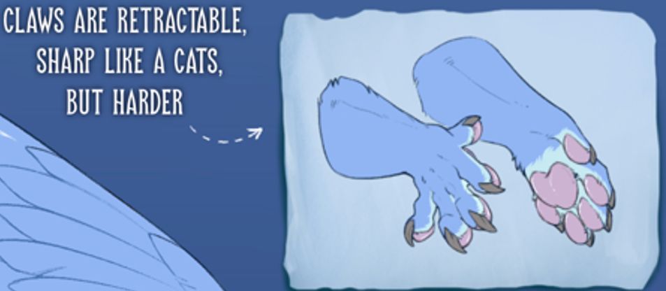Claws are retractable,
sharp like a cats, 
but harder