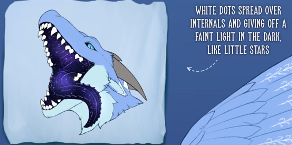 White dots spread over internals, giving off a faint light in the dark, like little stars