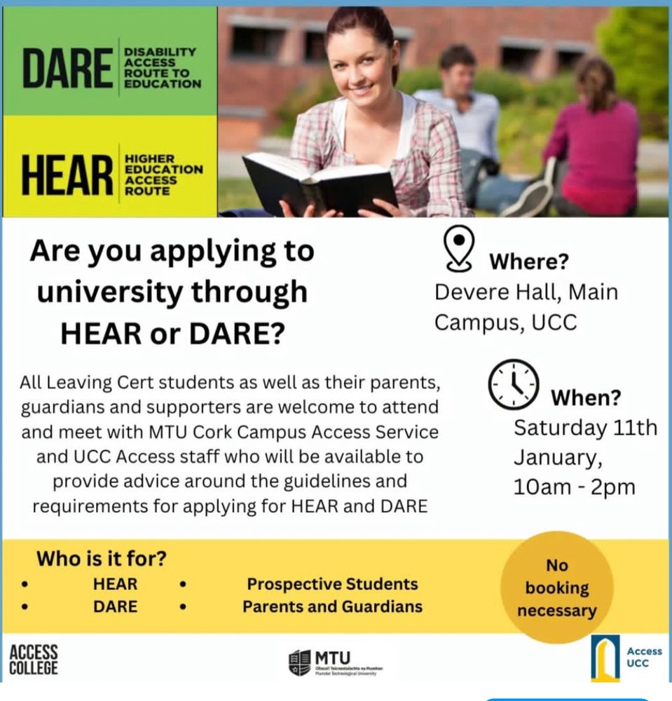 HEAR and DARE national clinic poster which takes place in UCC on Sat 11th Jan 