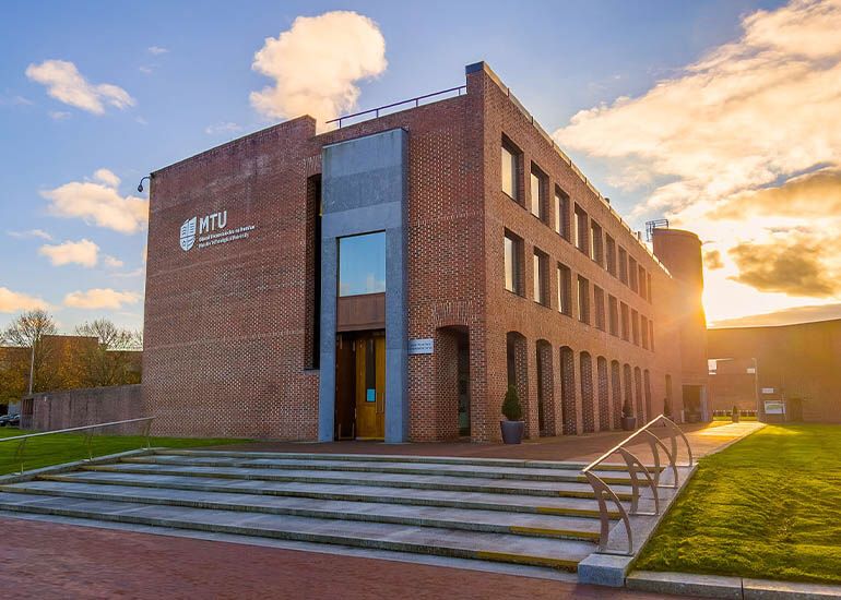 Photo of the Administration Building on the MTU Bishopstown campus at sunset
