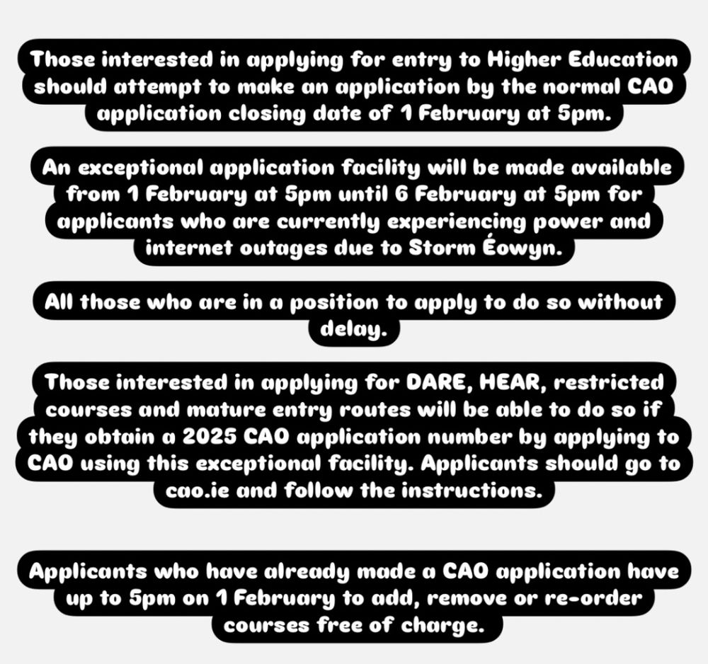 Information on the CAO exceptional application deadline 