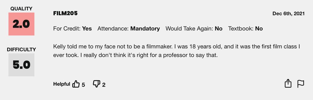 Kelly Reichardt ratemyprofessor