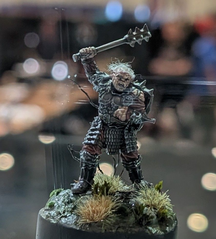 LOTR orc on display at salute 52, featuring a nice hair cut with hopefully fake hair.