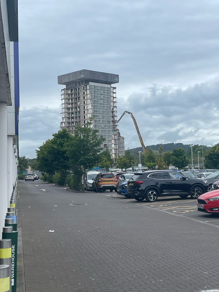 Former HMRC building In Llanishen, Cardiff being demolished