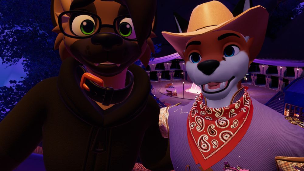 Tsuyoto and me in the Furality Somna dealer's den