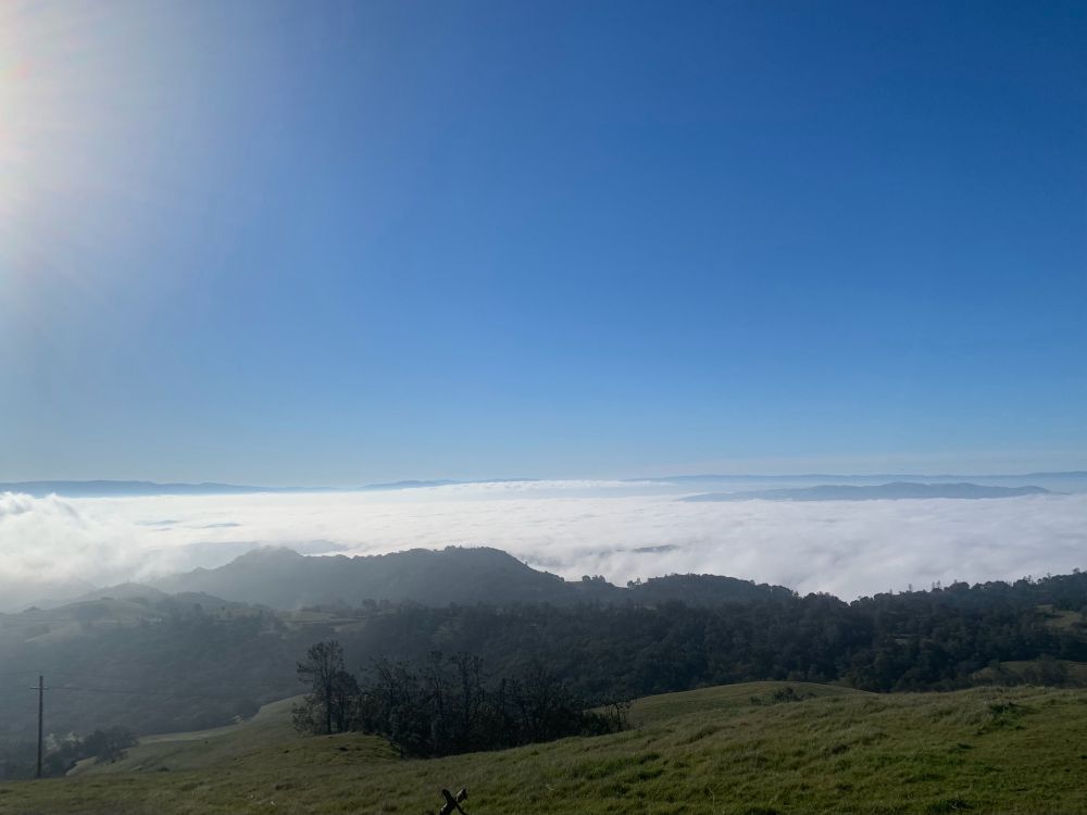 A view from Mount Diablo looking over the cloud layer that is below