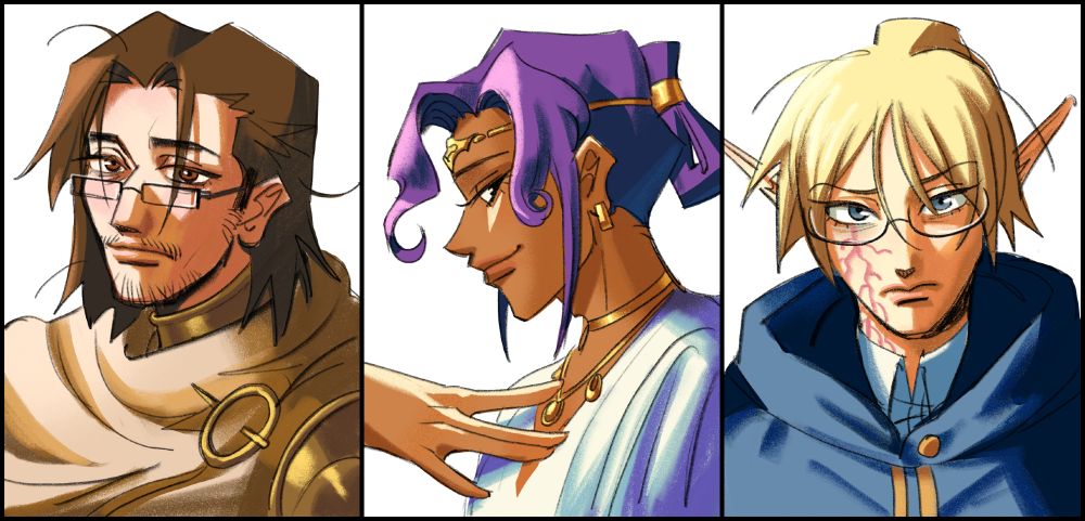 3 portraits of antistrope, bronte, and caoimhe.