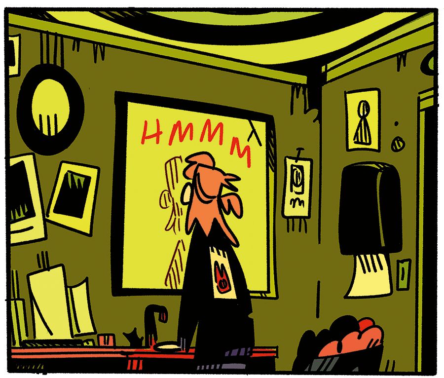 An untitled comic for Razorblades - Panel 1: A figure stares into the mirror, but we can't see their face. 