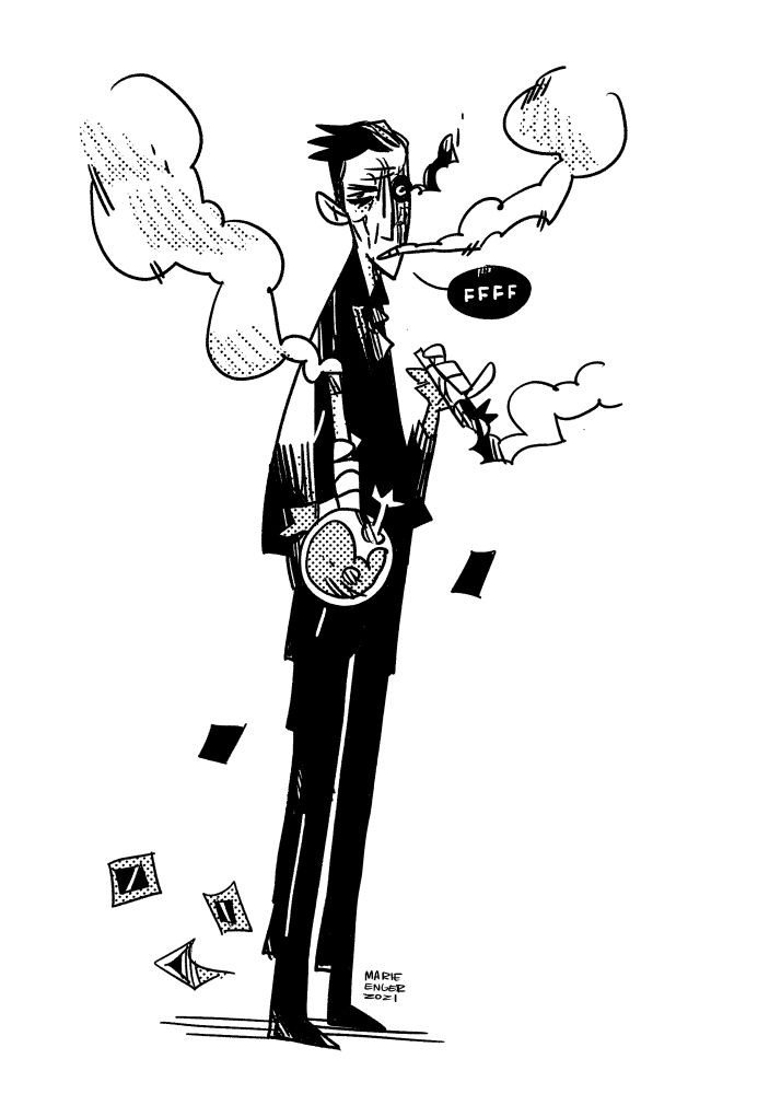 Silco from arcane with a bong and a joint 