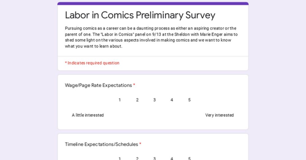 Labor in Comics Preliminary Survey