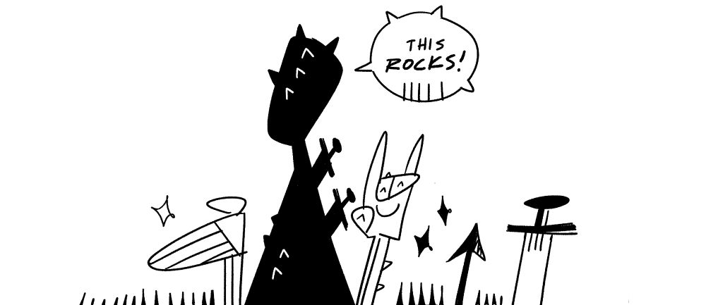 A drawing of pit pit saying this rocks 