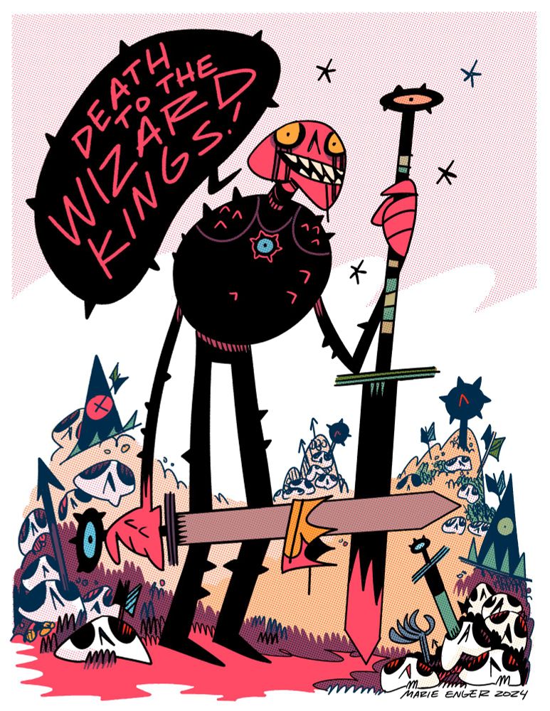 A drawing of hate pit the vat spawn saying death to the wizard kings 