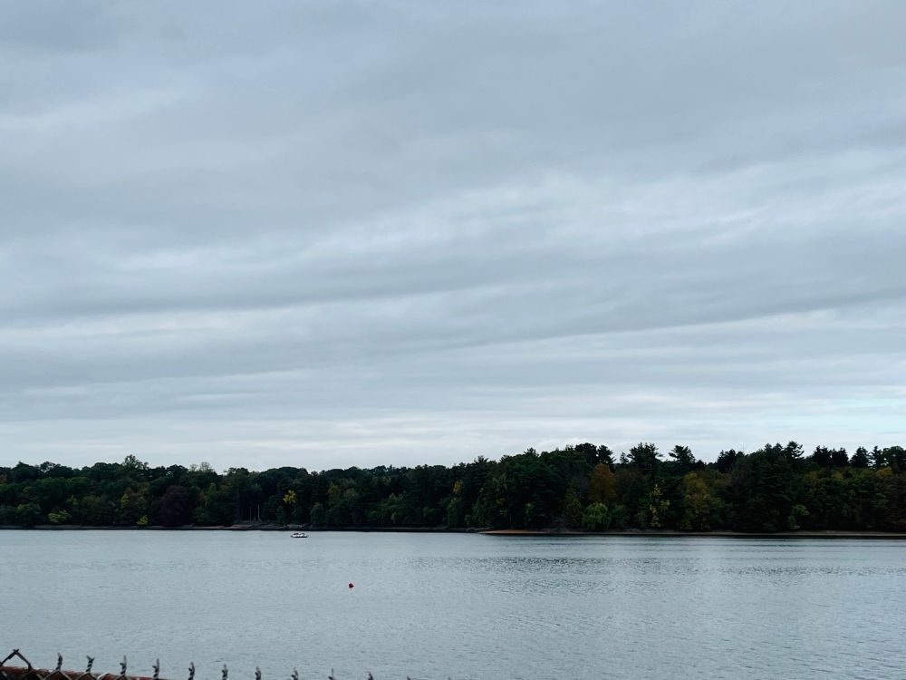 grey day at the reservoir in Haworth NJ