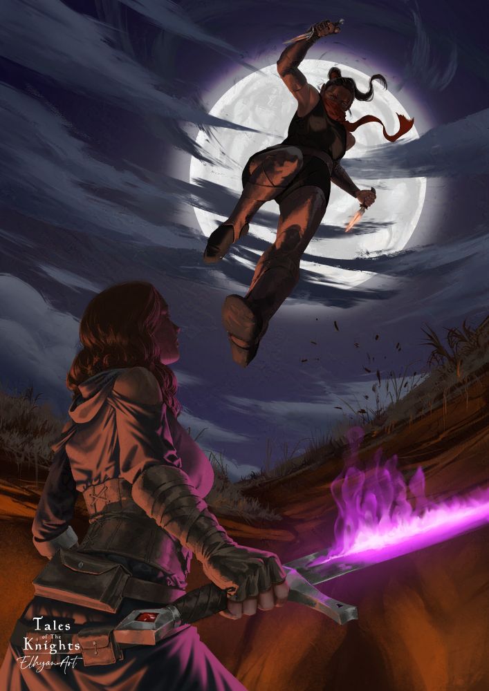 My main character being jumped on by an assassin, but she's ready to face her