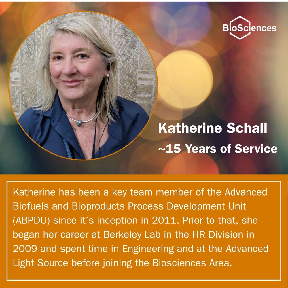 A picture of Katherine with notes about her 15 years of service at Berkeley Lab.