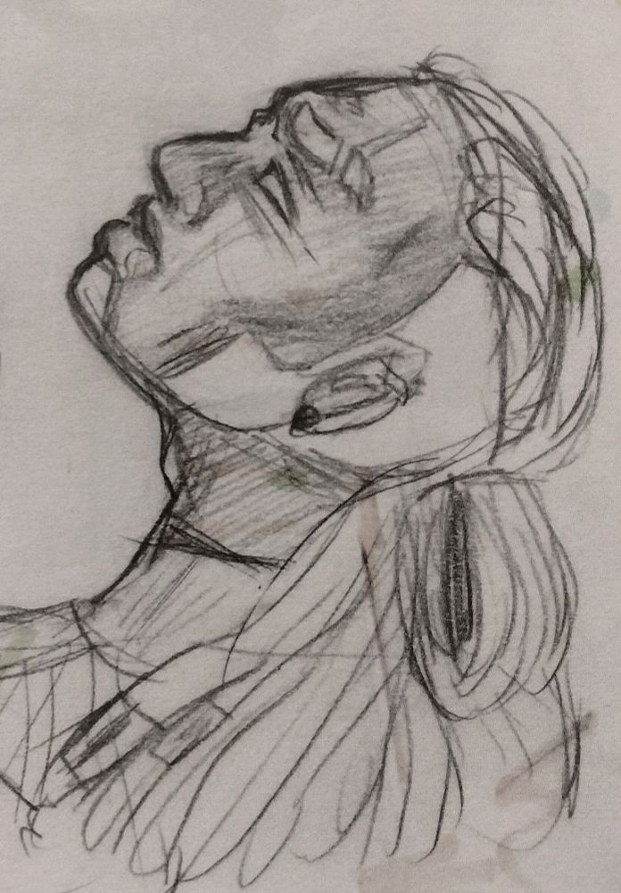 side profile sketch of my human megatron design looking upwards