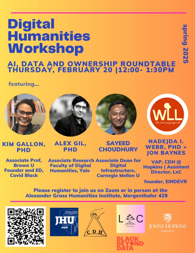 Poster for AI, Data and Ownership zoom workshop on Thursday.