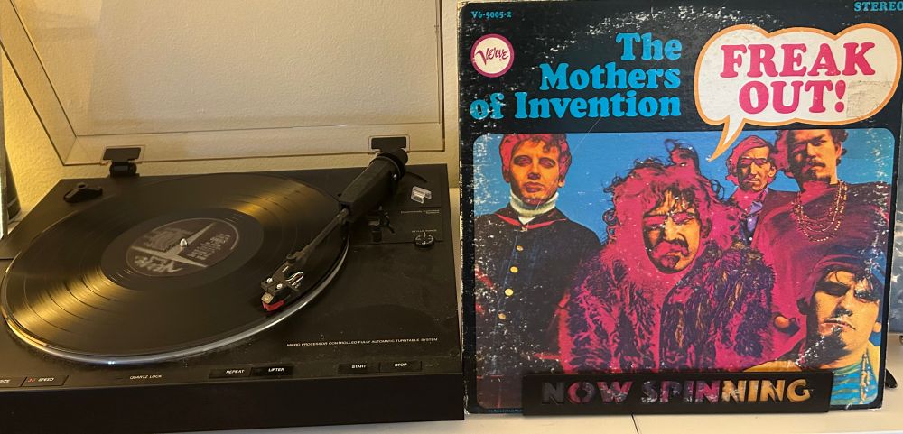 Outer sleeve and spinning vinyl record. The Mothers of Invention “Freak Out!”