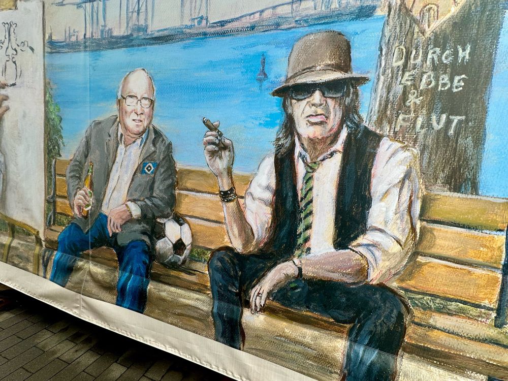 Uwe Seeler und Udo Lindenberg gezeichnet von Otto.