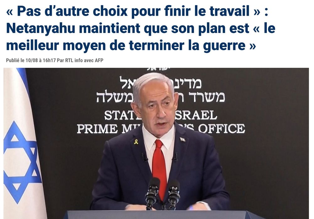 Netanyahu dit n'avoir "pas d'autre choix pour finir le travail" que de contrôler Gaza militairement