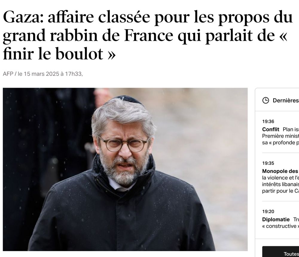 Haim Korsia avait dit que le monde entier attendait qu'Israel finisse le boulot. Plainte, suivie de classement de l'affaire