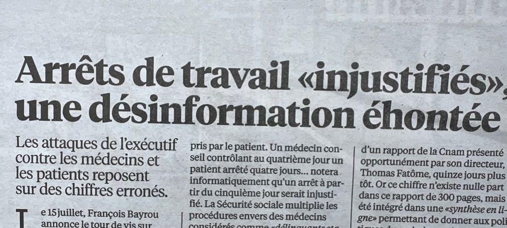 Arrets de travail « injustifiés » : une désinformation éhontée