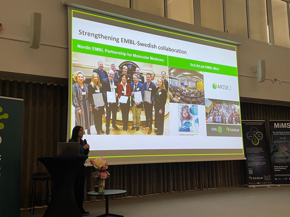 Maria Bernabeu highlighting synergies across EMBL, SciLifeLab and MIMS, at the opening of the Infection Biology Across Scales workshop in Umeå  on 3-4 February 2025.