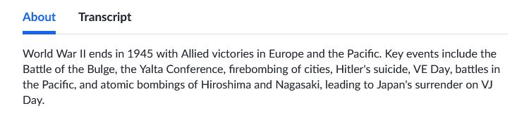 Geschicht bei KahnAcademy
"atomic bombings of Hiroshima and Nagasaki, leading to Japan's surrender on VJ Day."
Nur ist geschictlich konsenz dass die Atombomben NICHTS dazubeigetragen haben, Japan hat sich wegen Eintritt der Russen ergeben.
Die Atombomben waren Grundlos und ihre positive Darstellung ist US Propaganda!