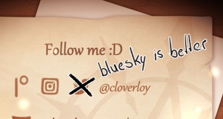 Scene aus dem Comic Black Horda (von Cloverloy):
Ende mit Sem Aufruf dem Artist Cloverloy zu folfen und den Symbolsn von Patreon, Insta und dem alten Twitter Vogel (welche durchgestrichen wurde und mit dem Text "BlueSky is better" beschrieben wurde)