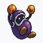 A sprite of Eggplant Man as he appears in Wrecking Crew 98 on SNES.