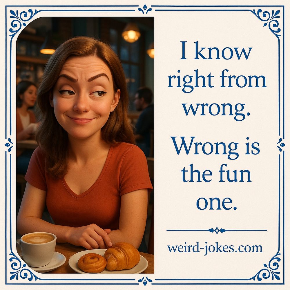 I know right from wrong.
Wrong is the fun one.
