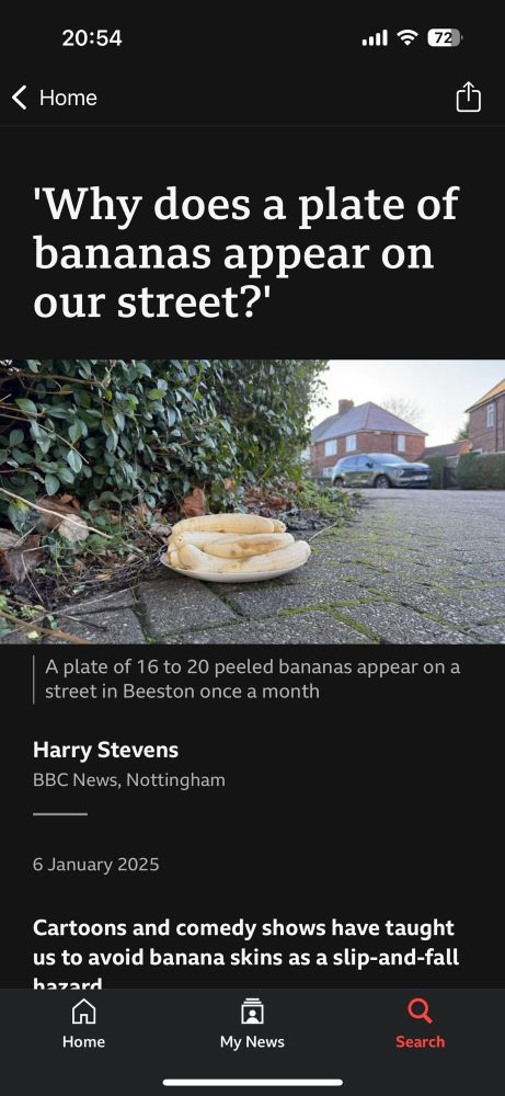 Screenshot of a news article with the title “why does a planet of bananas appear on our street”
