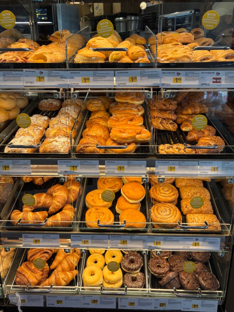 Various delicious pastries in a market in Vienna